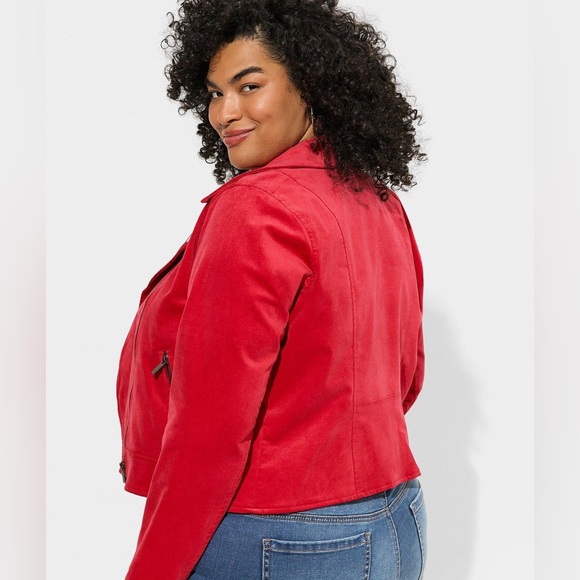 Stunning Jester Red Velveteen Moto Jacket - Size 12/14 - Picture 4 of 8